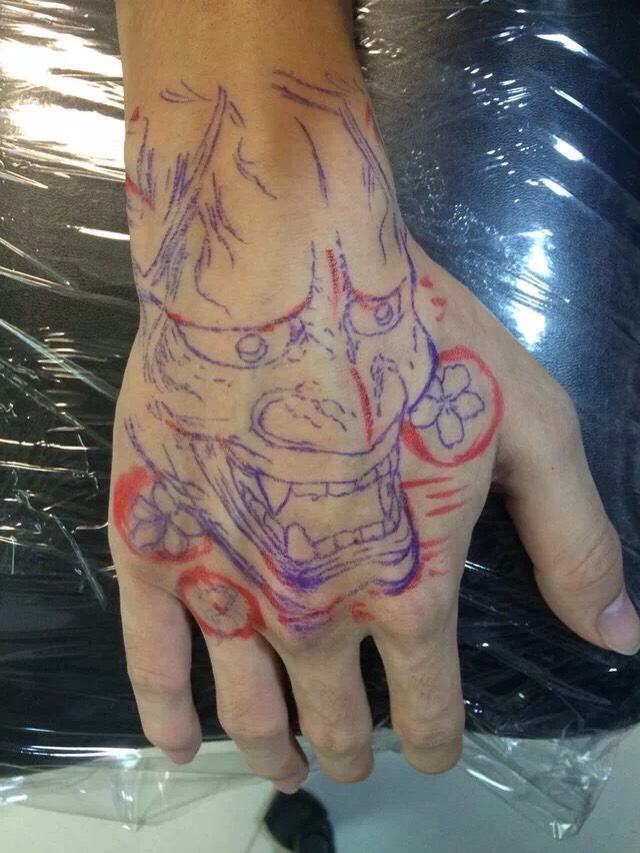 日本鬼_纹身图案手稿图片_董兆文的纹身作品集