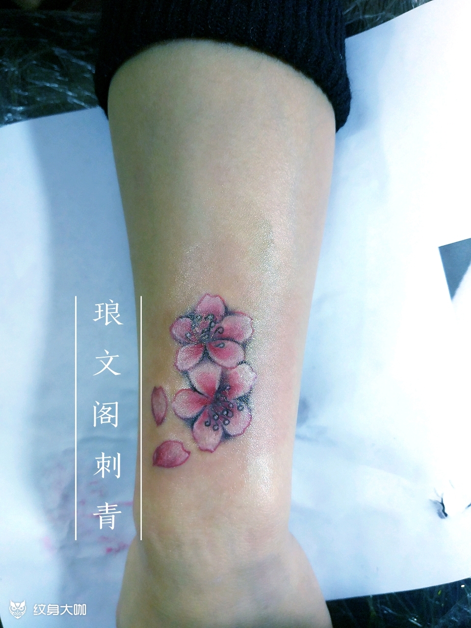 烟疤遮盖,桃花儿_纹身图案手稿图片_琅文阁的纹身作品集