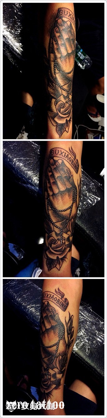 双手合十_纹身图案手稿图片_手艺仁的纹身作品集