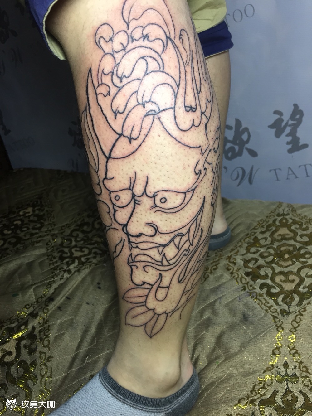 小腿般若_纹身图案手稿图片_书山的纹身作品集