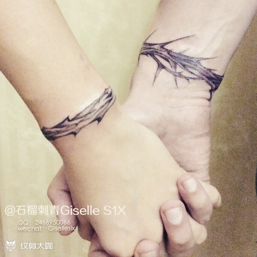情侣手腕荆棘_纹身图案手稿图片_六六的纹身作品集