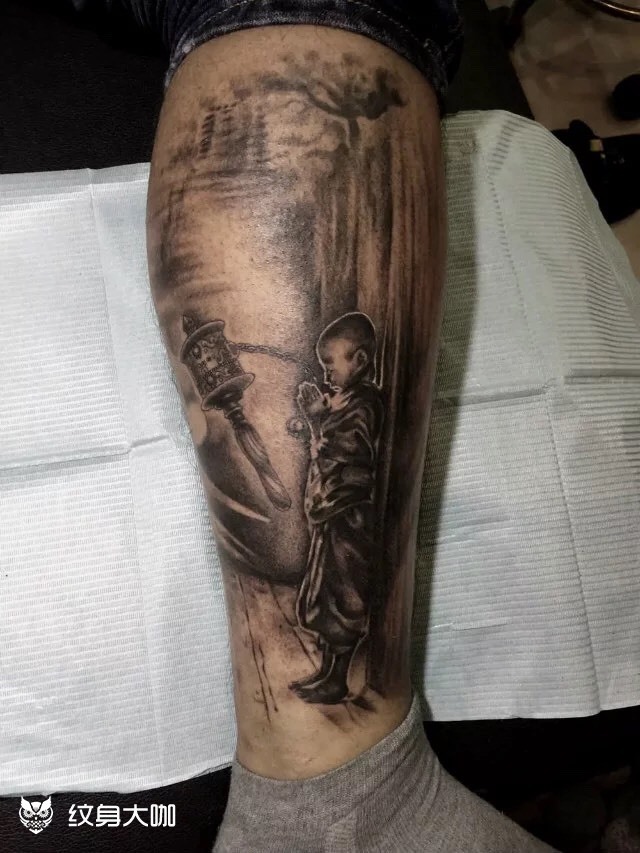 小和尚_纹身图案手稿图片_张东的纹身作品集