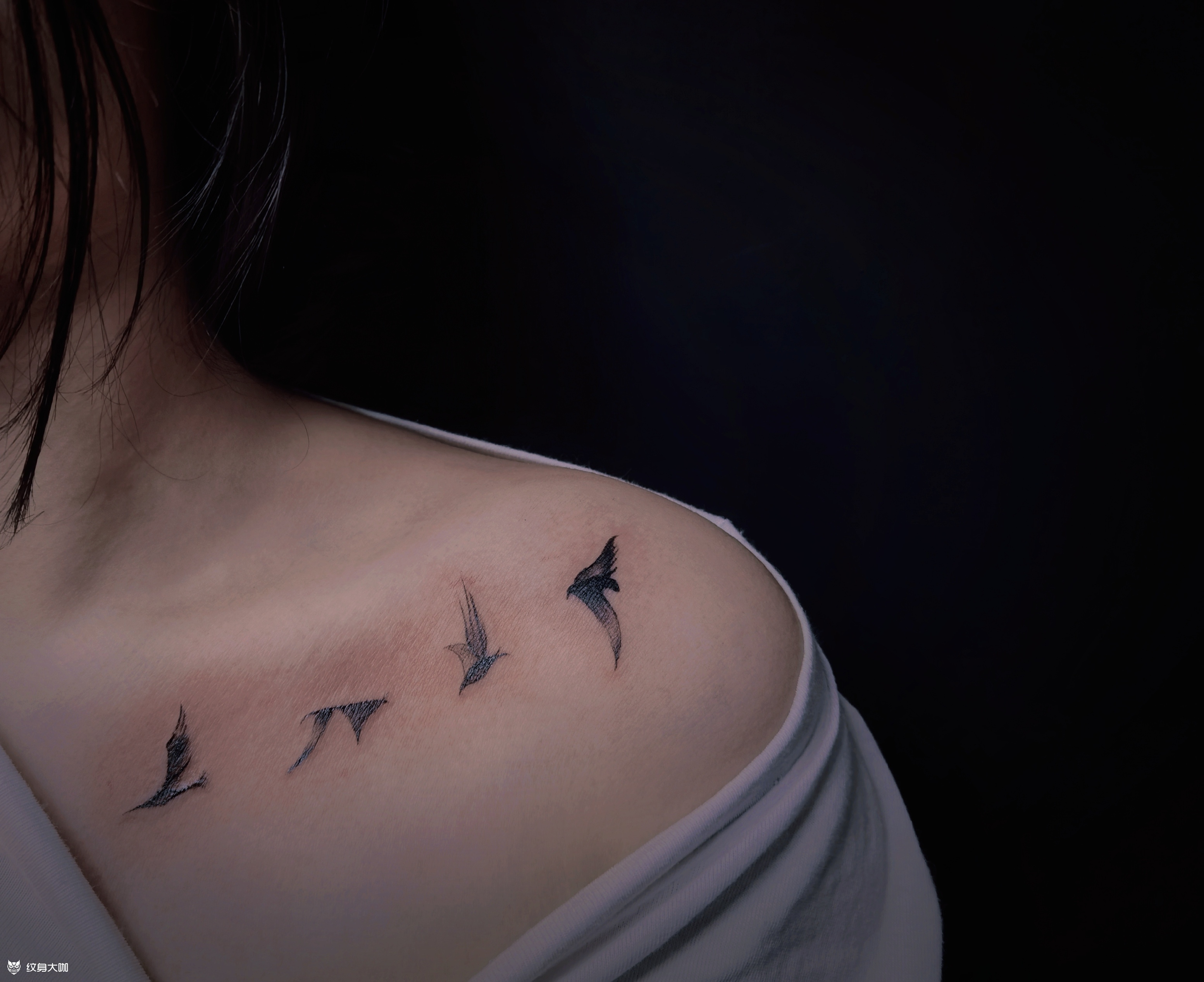 大雁_纹身图案手稿图片_小雨的纹身作品集