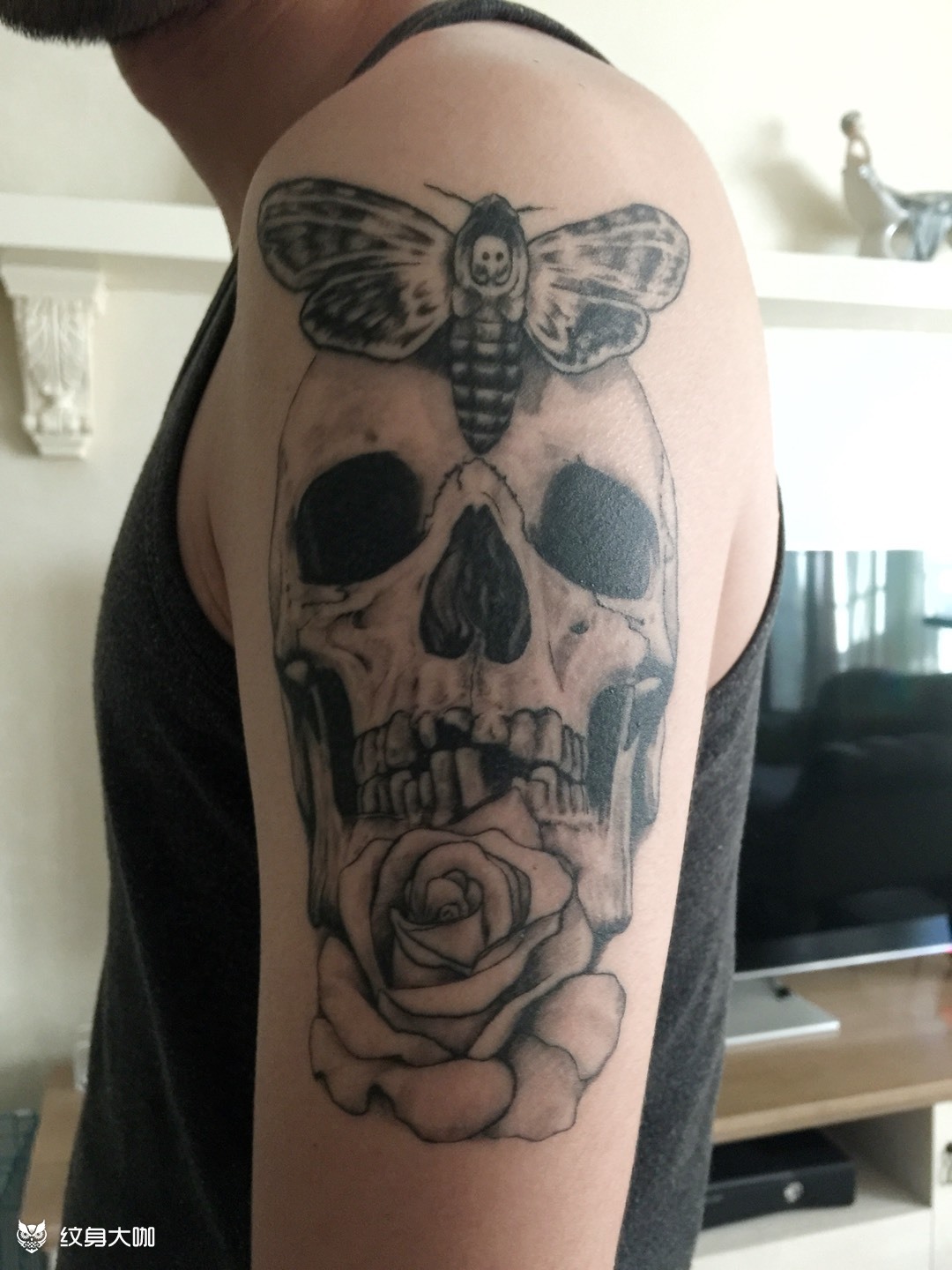 骷髅玫瑰花_纹身图案手稿图片_15tatoo的纹身作品集