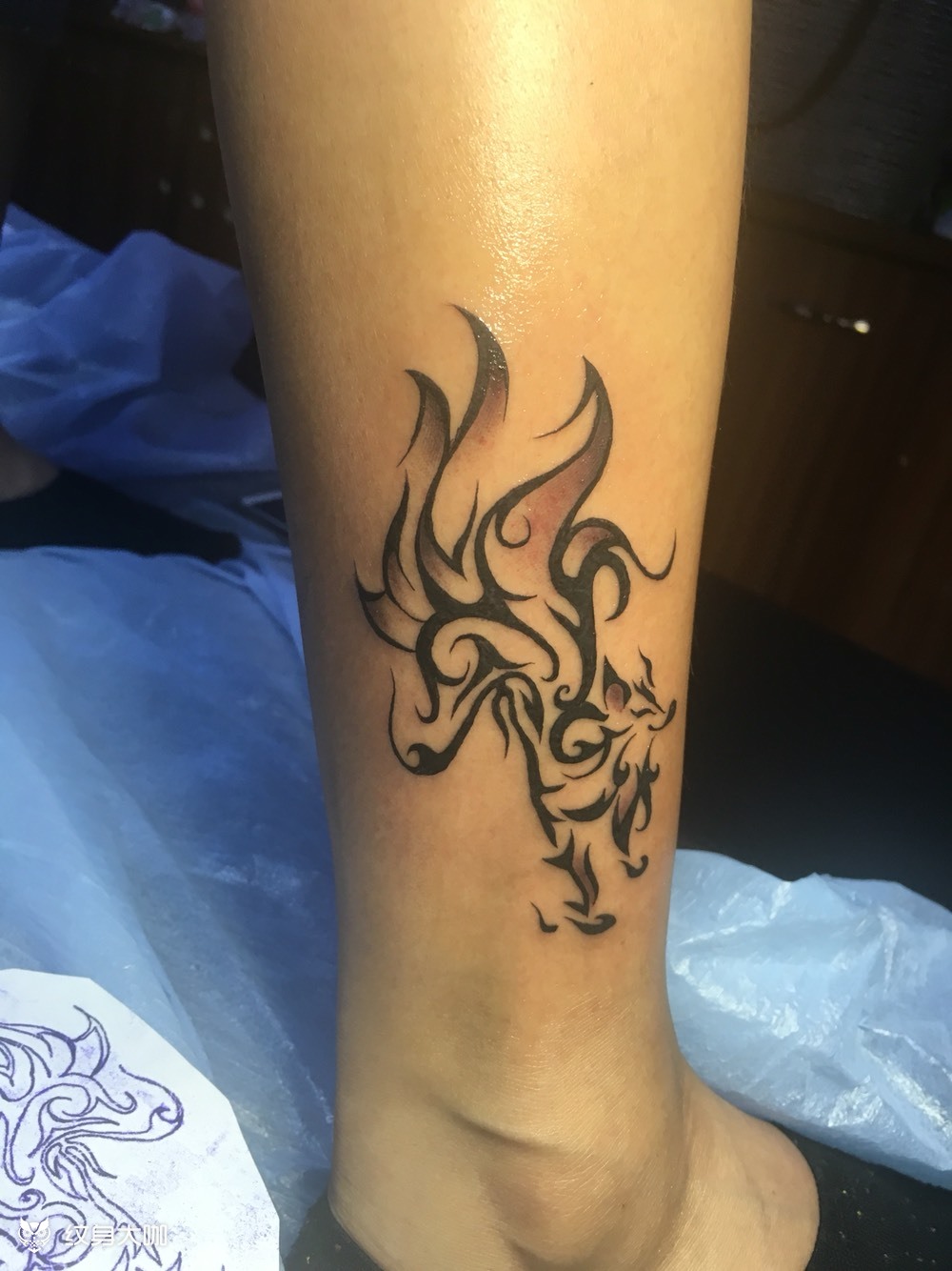 九尾狐 抽象图腾风格_纹身图案手稿图片_张钟楠的纹身作品集