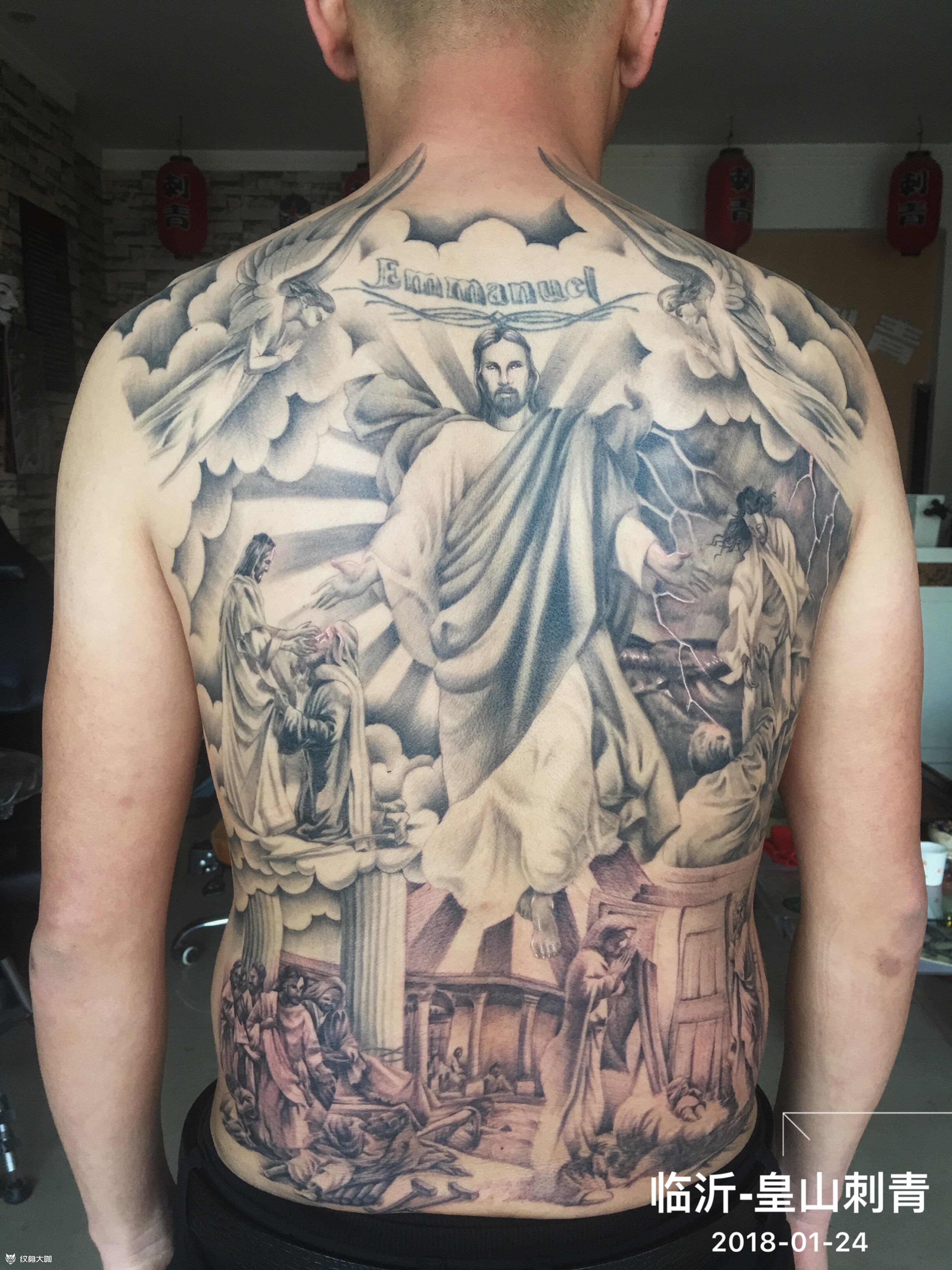 满背耶稣_纹身图案手稿图片_明皓的纹身作品集