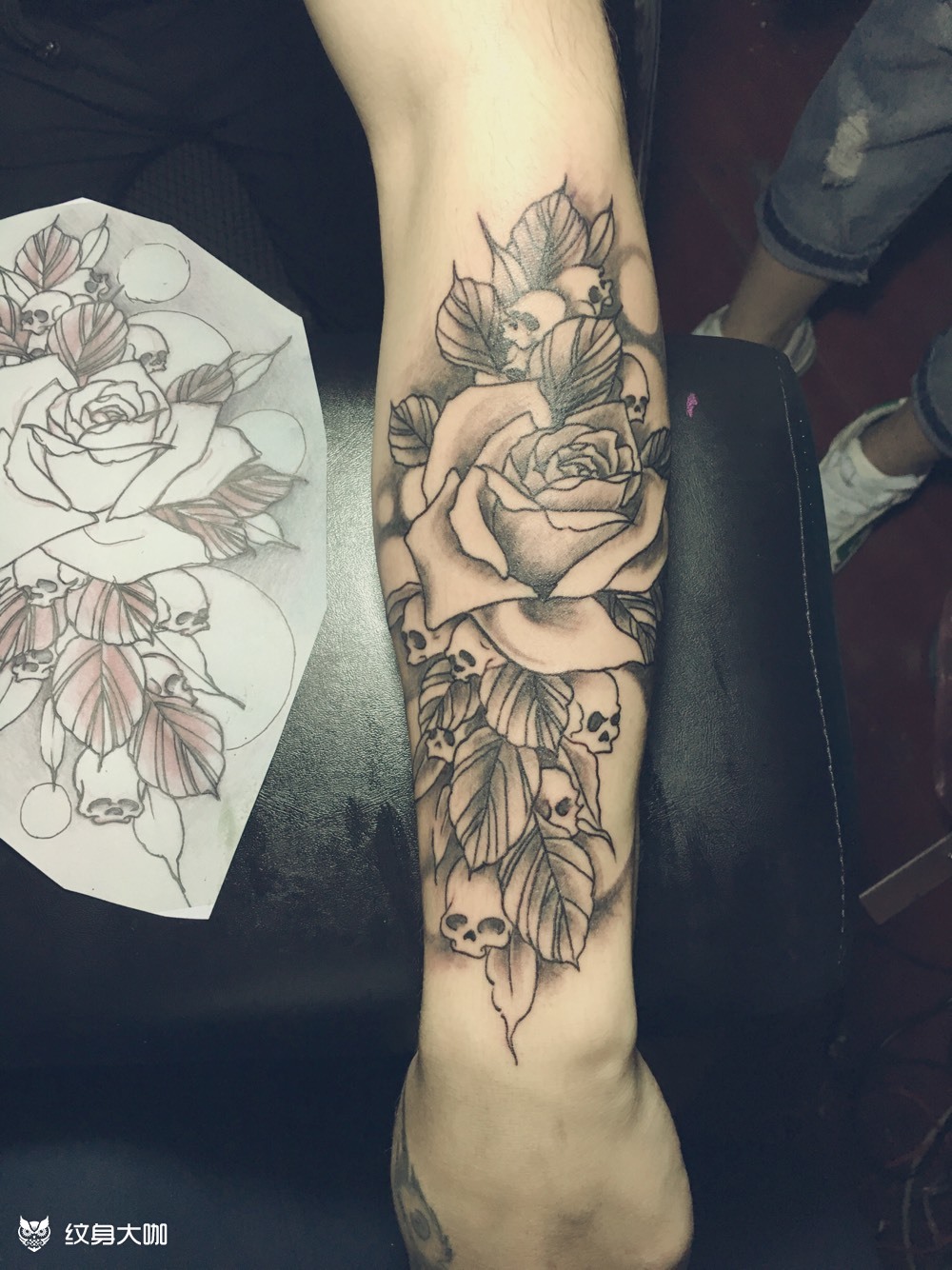 欧美玫瑰小臂_纹身图案手稿图片_沈囿齐的纹身作品集