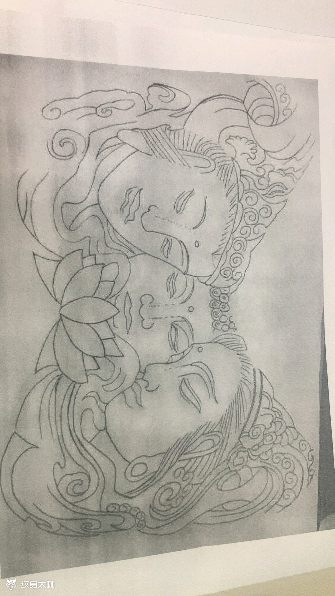 胸口三面佛 线条 不上色_纹身图案手稿图片_城中刺客 城大仙的纹身