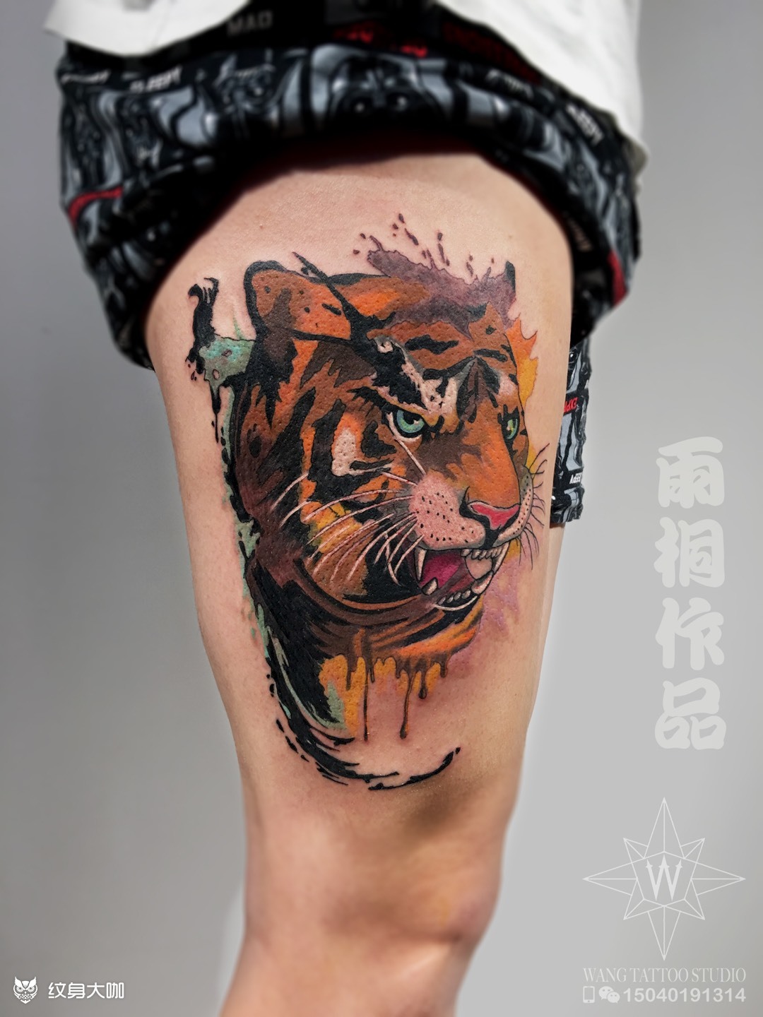 《泼墨虎》_纹身图案手稿图片_雨桐的纹身作品集