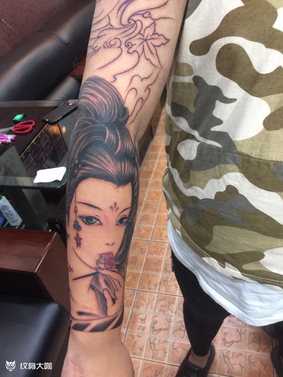 小臂艺妓_纹身图案手稿图片_义乌鬼手纹身阿泉的纹身作品集