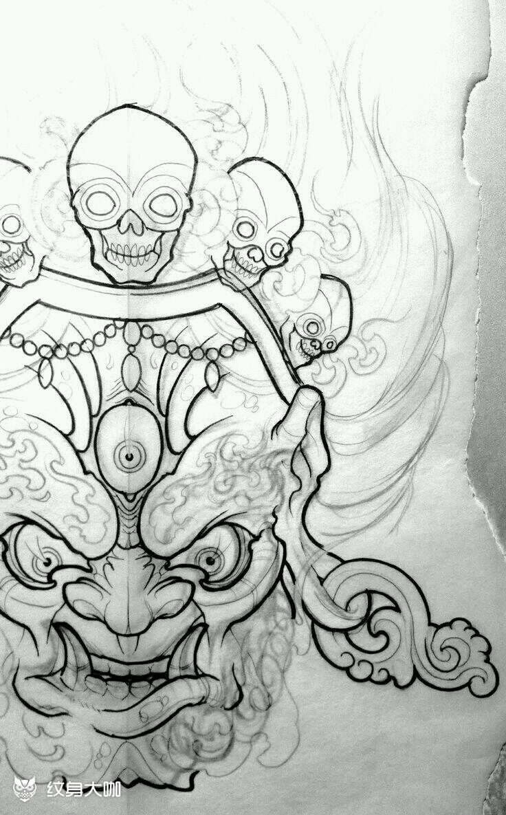 半面普巴金刚_纹身图案手稿图片_ceo 修的纹身作品集