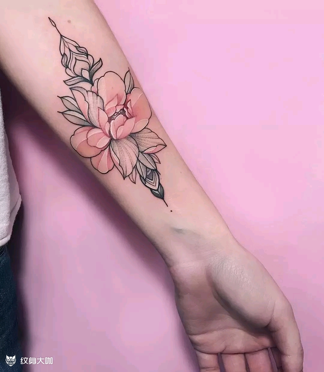 粉色素花_纹身图案手稿图片_义乌雅痞的纹身作品集