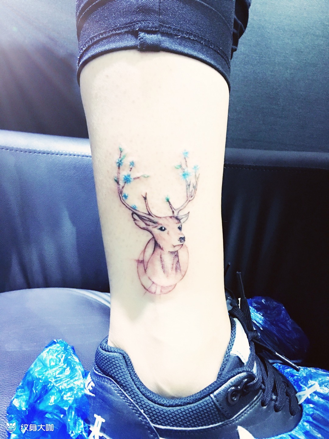 脚脖小鹿04一枚_纹身图案手稿图片_笑笑吖的纹身作品集