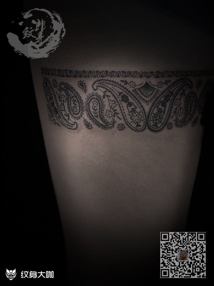 腰果花腿环_纹身图案手稿图片_程程joy的纹身作品集