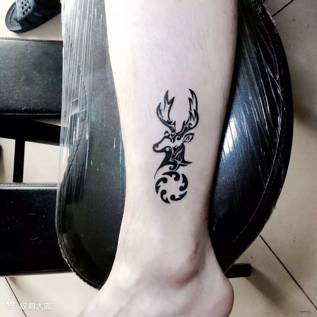 鹿头_纹身图案手稿图片_小九儿的纹身作品集