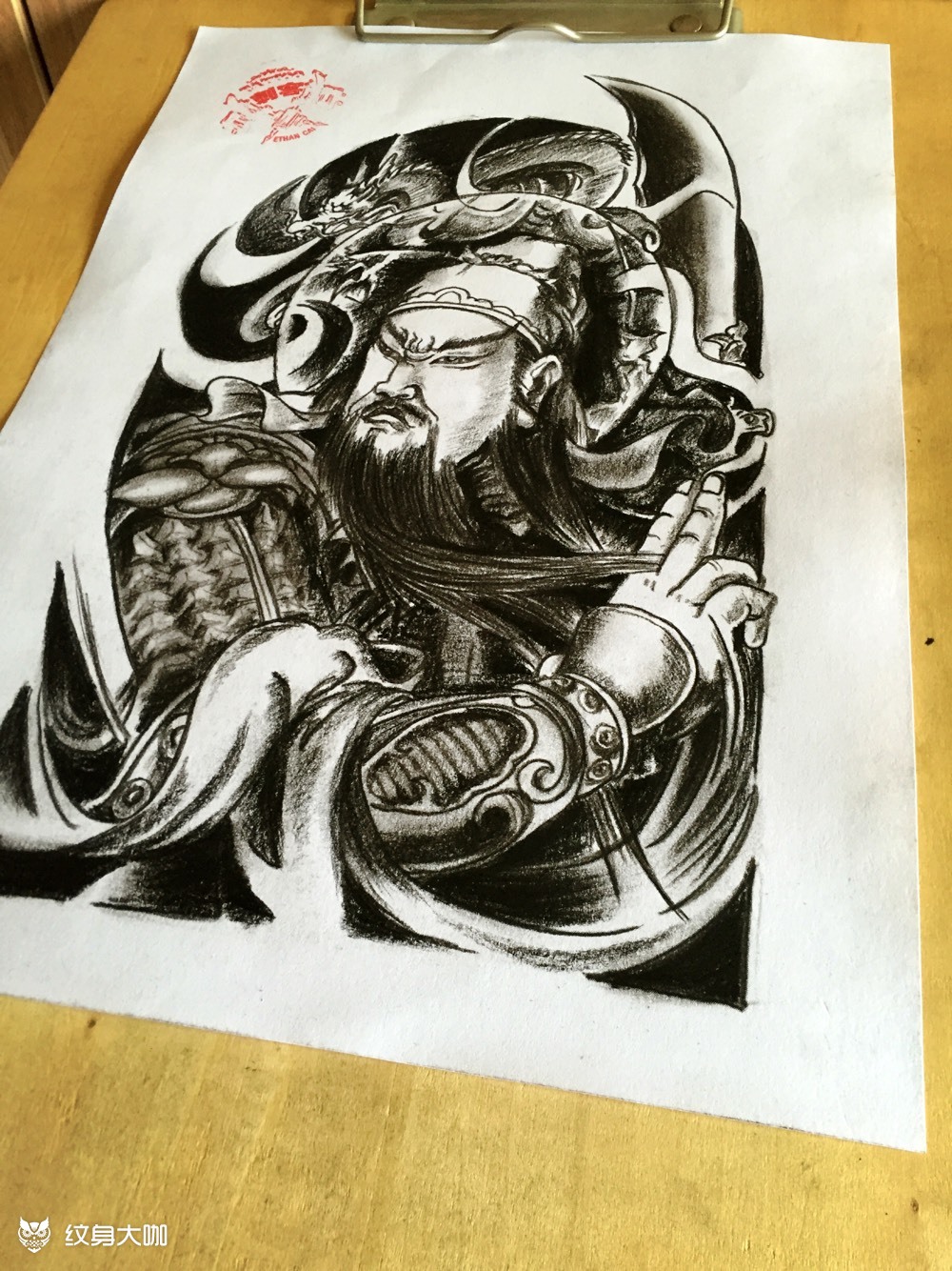 关云长_纹身图案手稿图片_蔡师傅的纹身作品集