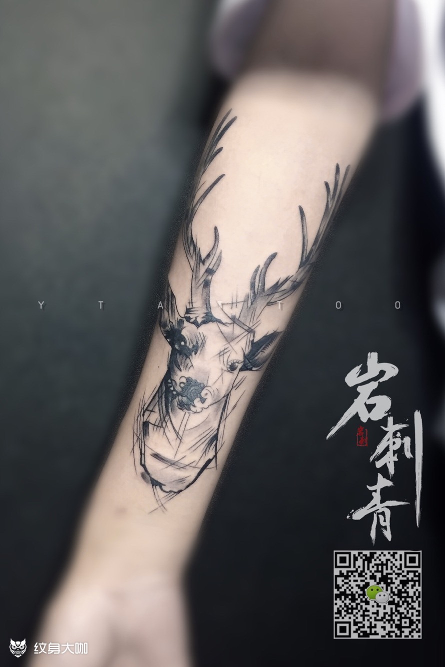 鹿头_纹身图案手稿图片_tattoo-m的纹身作品集