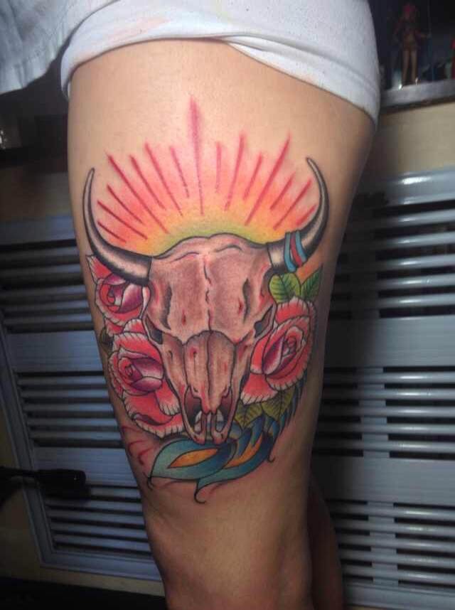 牛头骨_纹身图案手稿图片_李和轩的纹身作品集