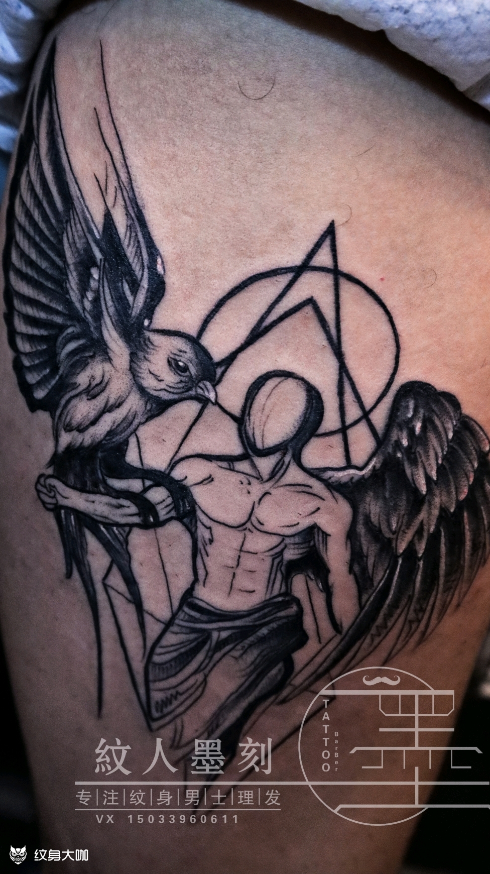 守护天使_纹身图案手稿图片_纹人墨刻的纹身作品集