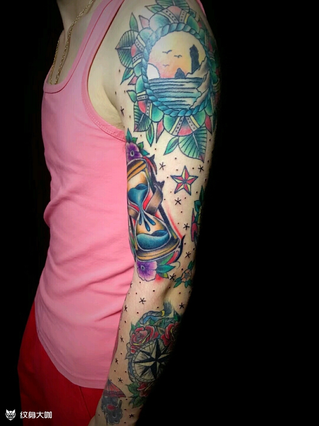 school花臂_纹身图案手稿图片_玉哥的纹身作品集