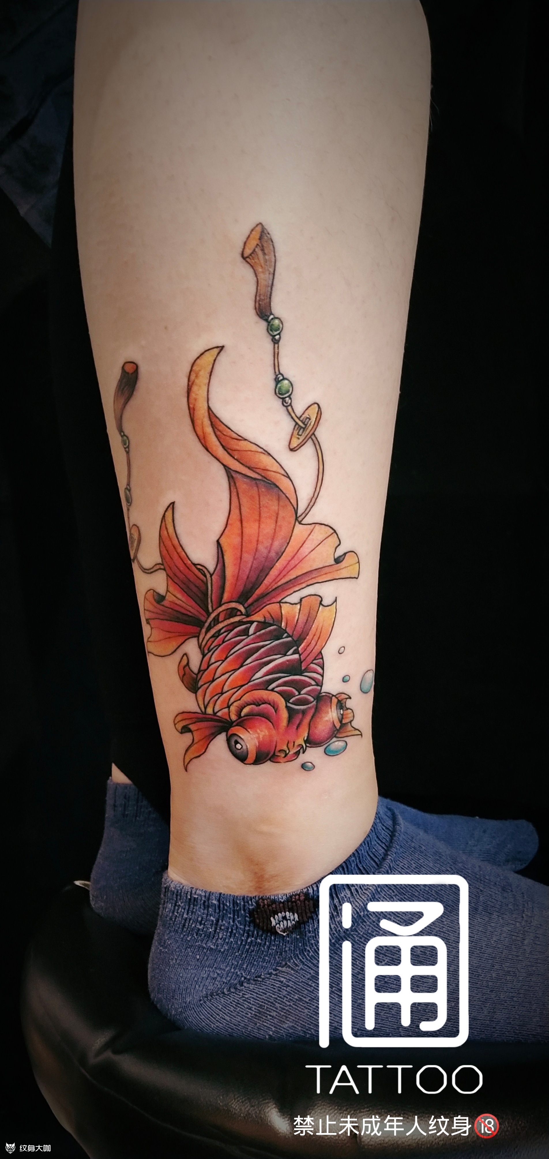 原创招财金鱼_纹身图案手稿图片_通纹馆~纹财的纹身作品集