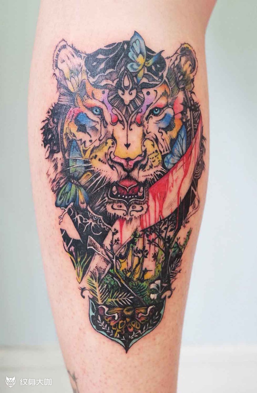 森林虎_纹身图案手稿图片_mango小7的纹身作品集