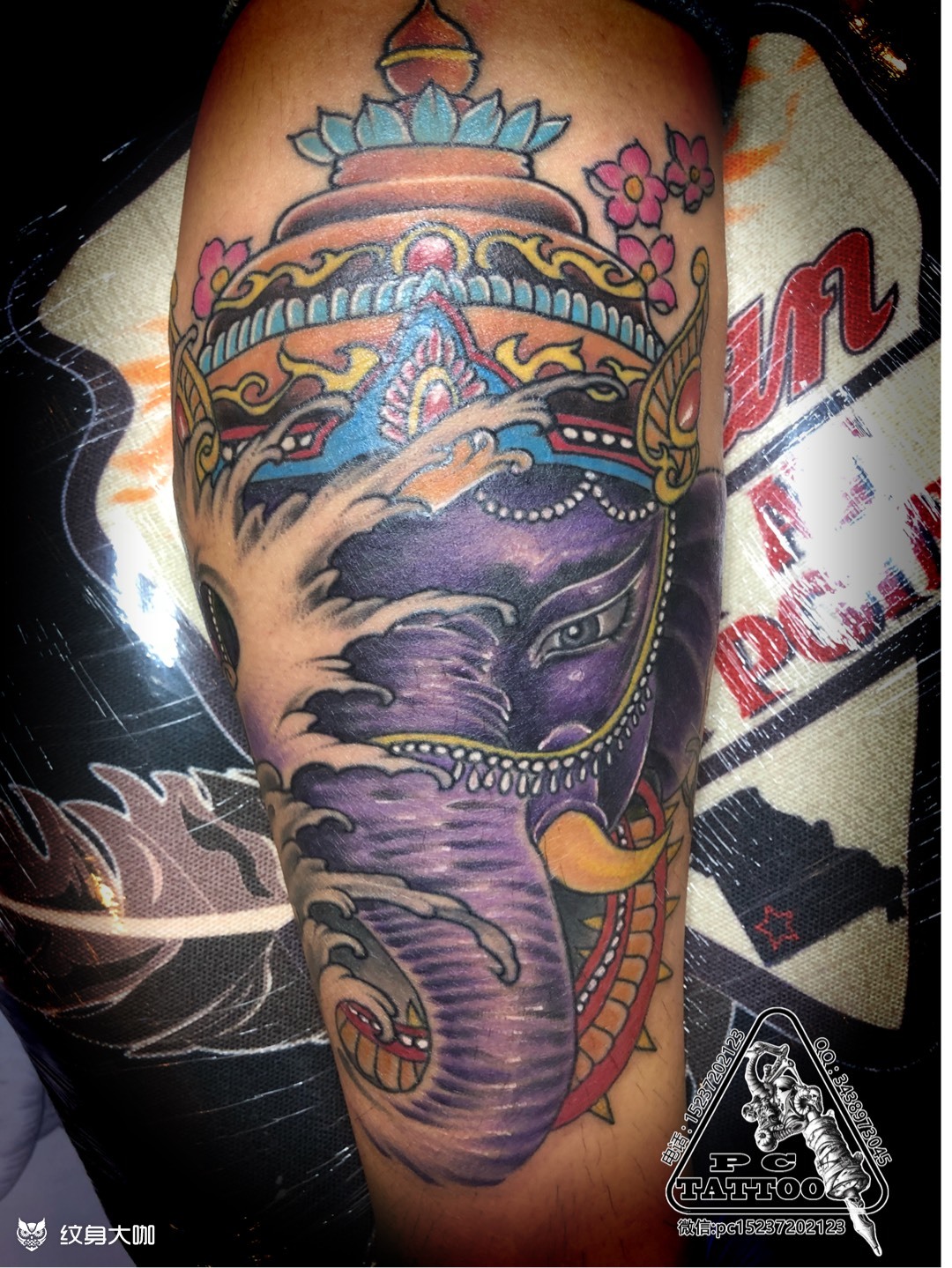 小腿象神_纹身图案手稿图片_大叔的纹身作品集