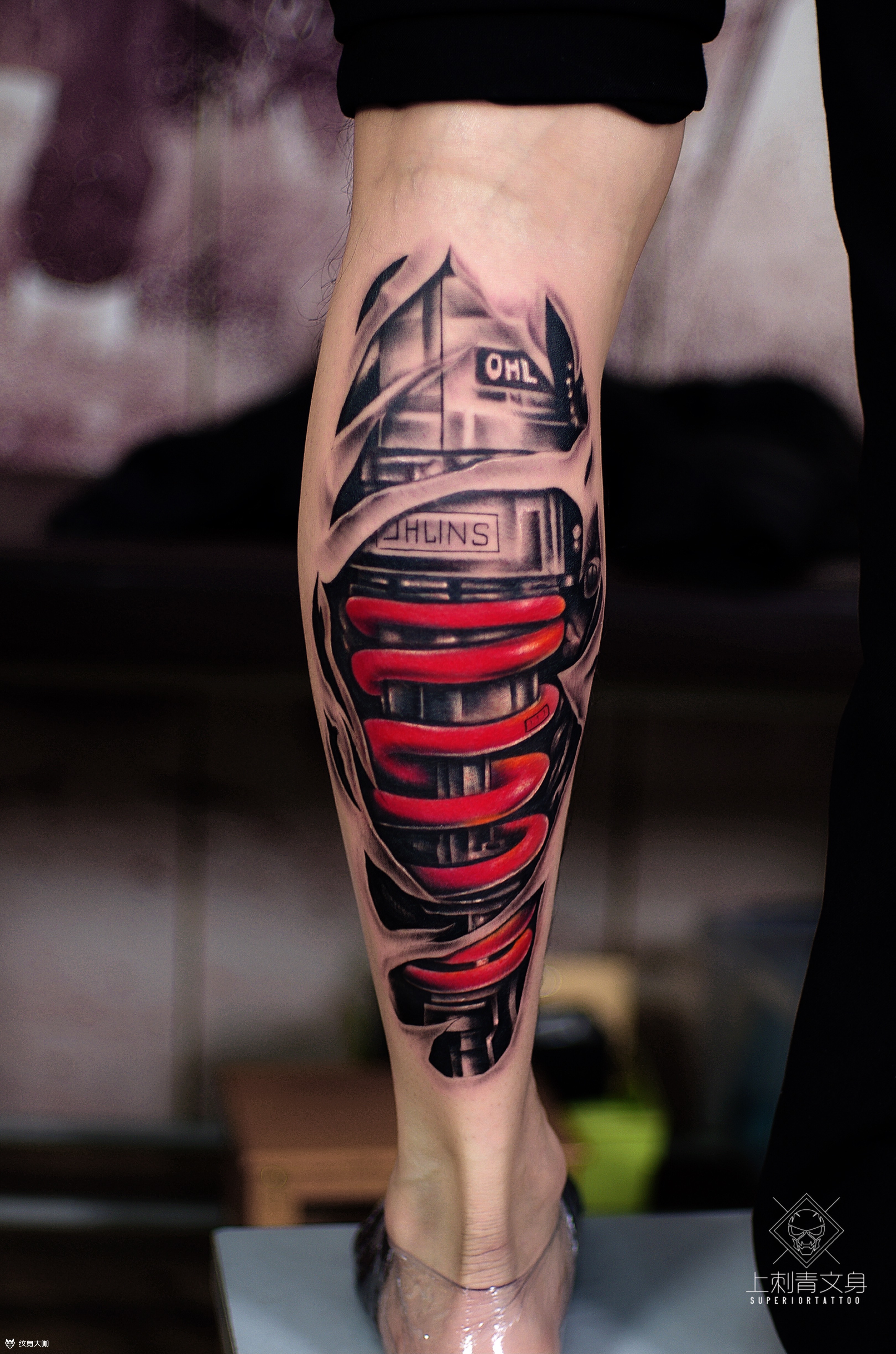 机械腿_纹身图案手稿图片_刘刘的纹身作品集