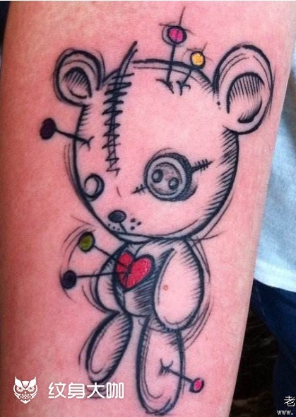 布偶熊_纹身图案手稿图片_刘立冬的纹身作品集