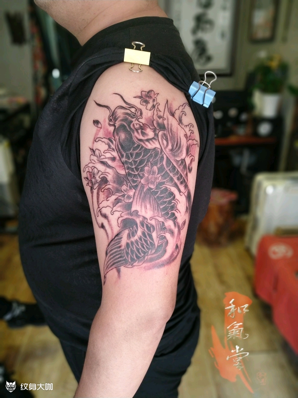 鱼 招财鱼_纹身图案手稿图片_石磊的纹身作品集