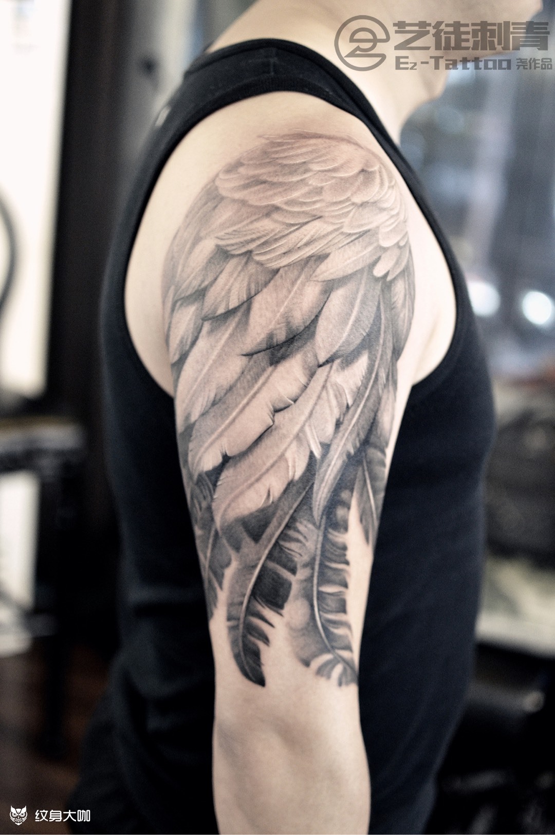 天使翅膀_纹身图案手稿图片_崔峣的纹身作品集