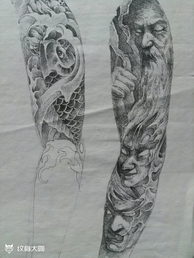 下半臂纹身手稿素材图片
