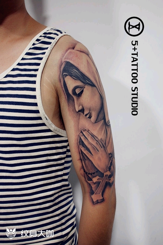 大臂圣母像_纹身图案手稿图片_孙跃山的纹身作品集