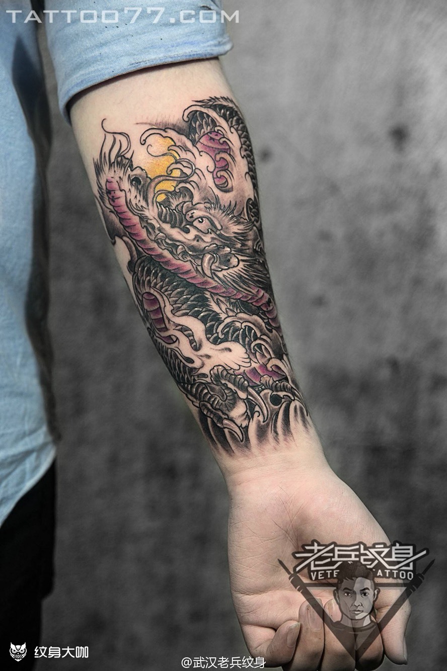 手部龙纹身作品_纹身图案手稿图片_兵哥的纹身作品集