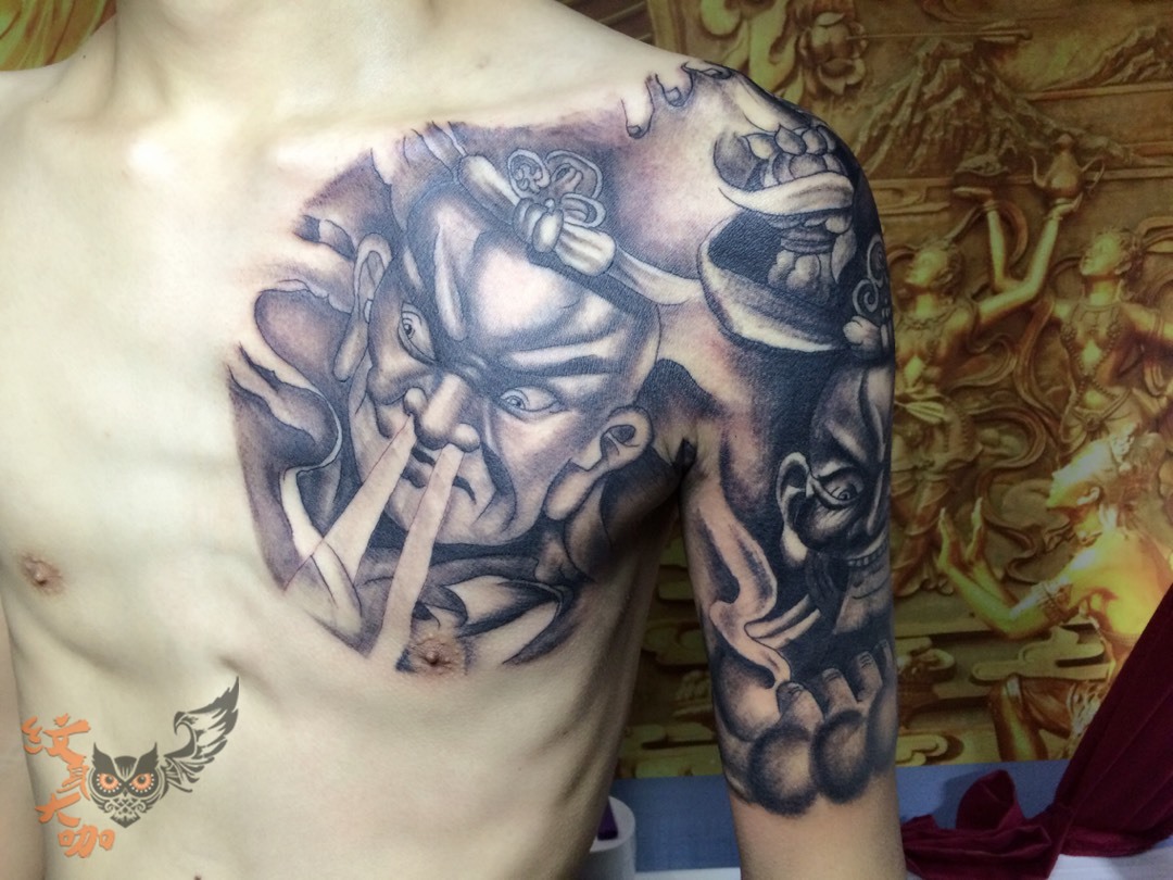 18日作品"哼哈二将"_纹身图案手稿图片_刘奎的纹身作品集