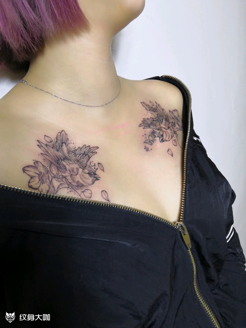 双肩_纹身图案手稿图片_豆蔻的纹身作品集