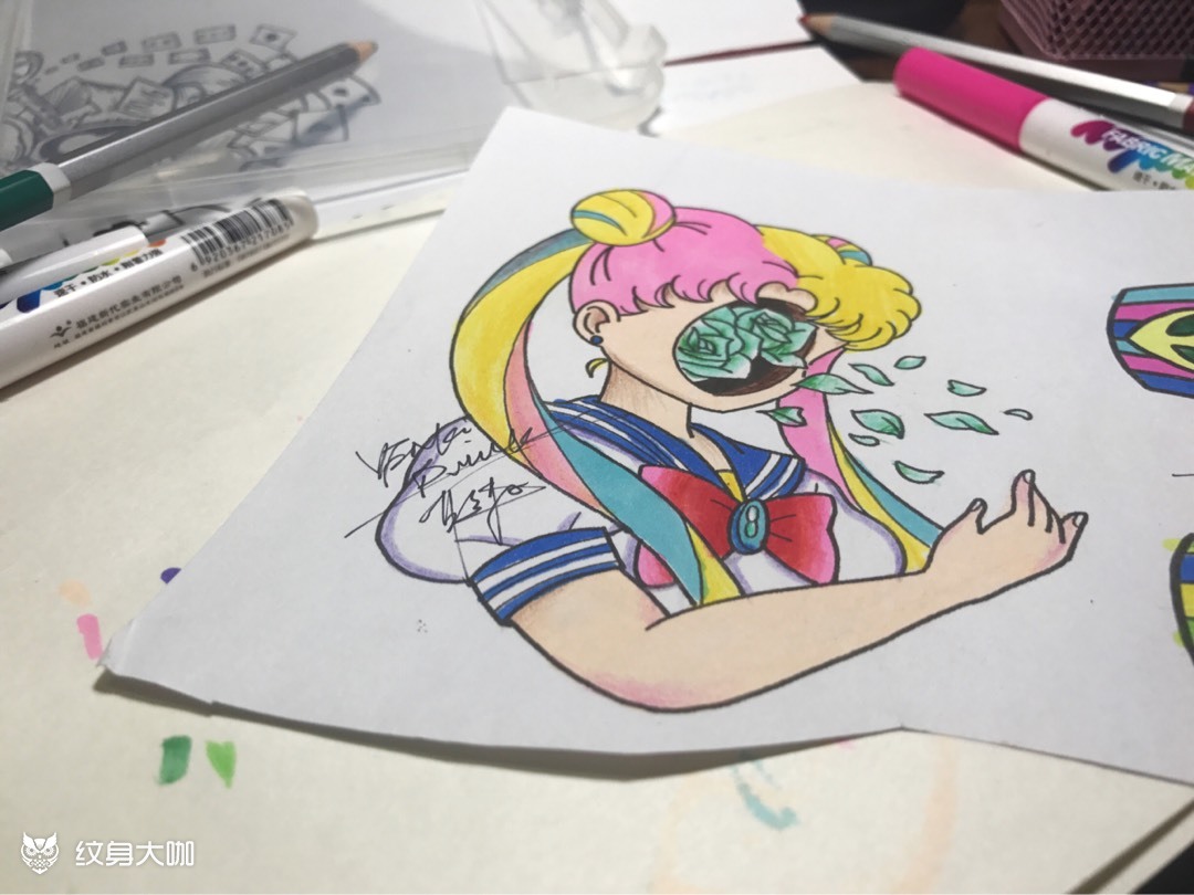 水冰月_纹身图案手稿图片_venki的纹身作品集