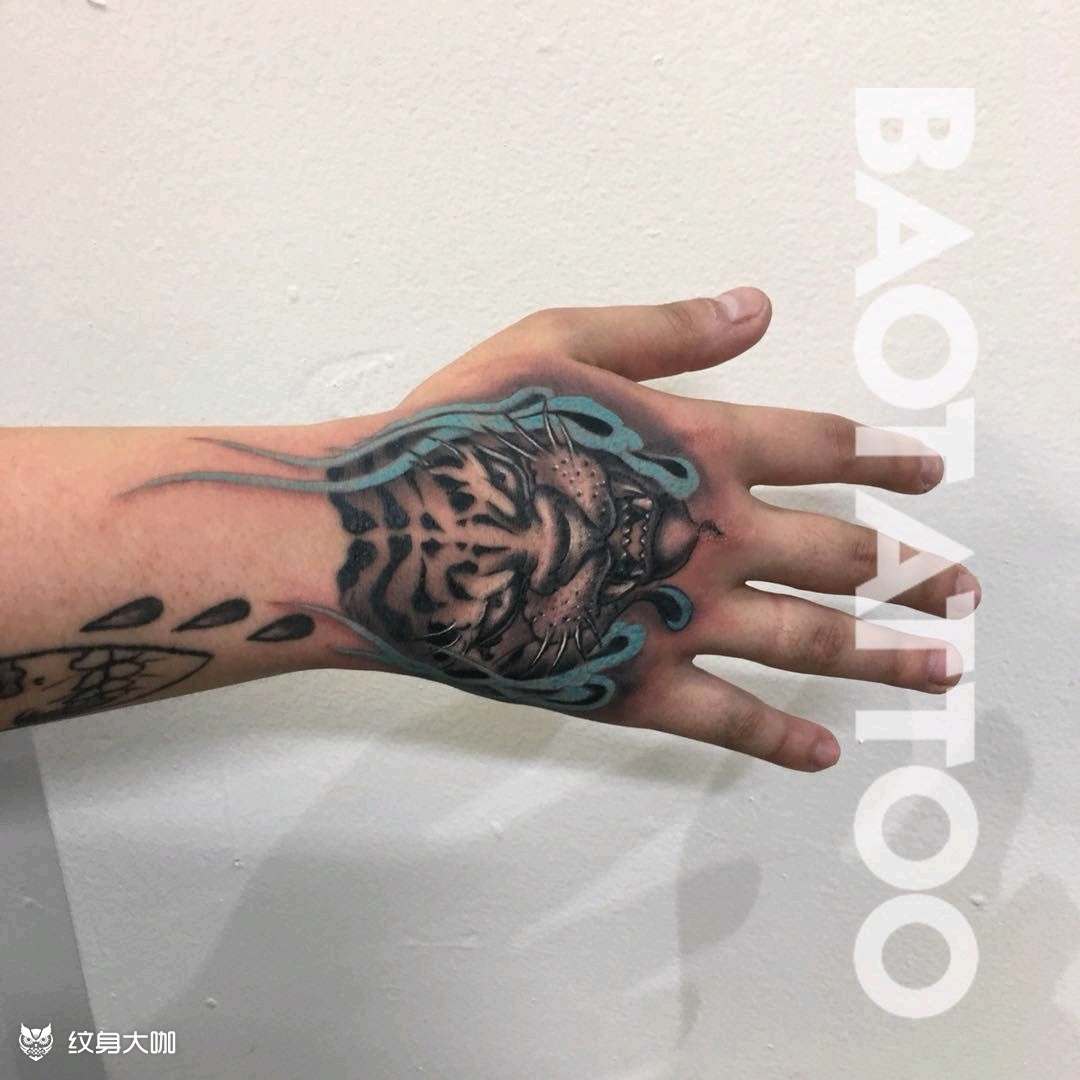 手背老虎_纹身图案手稿图片_小宝的纹身作品集