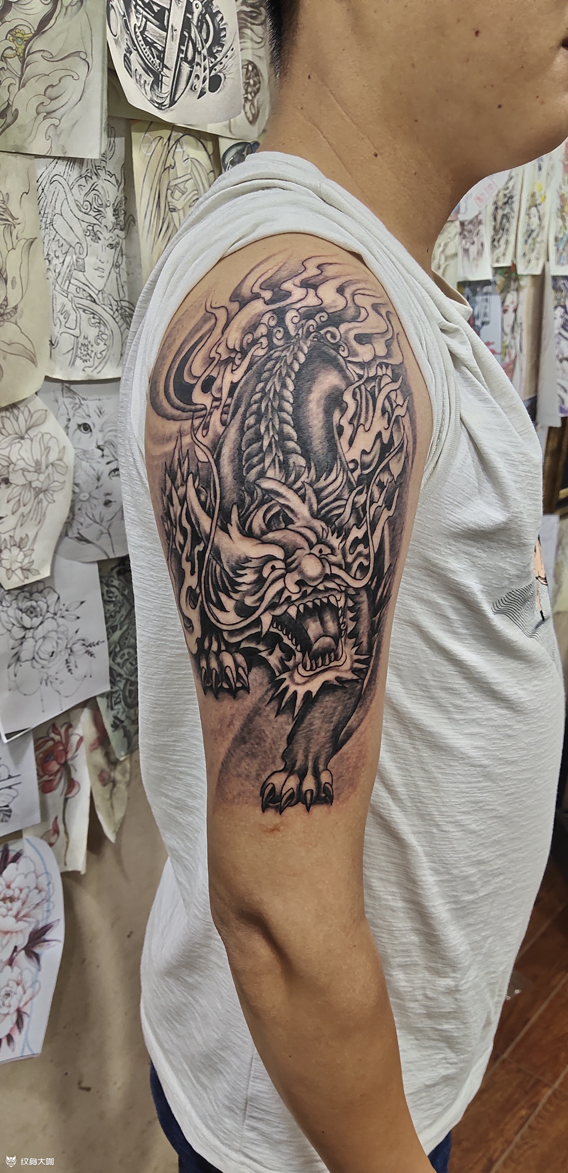 麒麟_纹身图案手稿图片_莫姐的纹身作品集