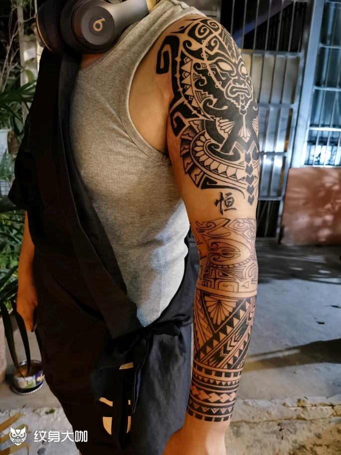 图腾包臂满背传统_纹身图案手稿图片_王勋勇的纹身作品集