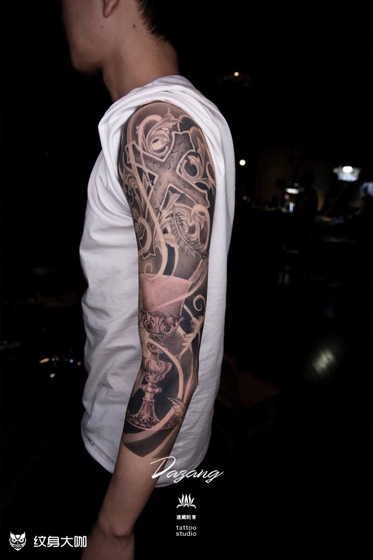 天主教主题 原创花臂_纹身图案手稿图片_经理的纹身作品集