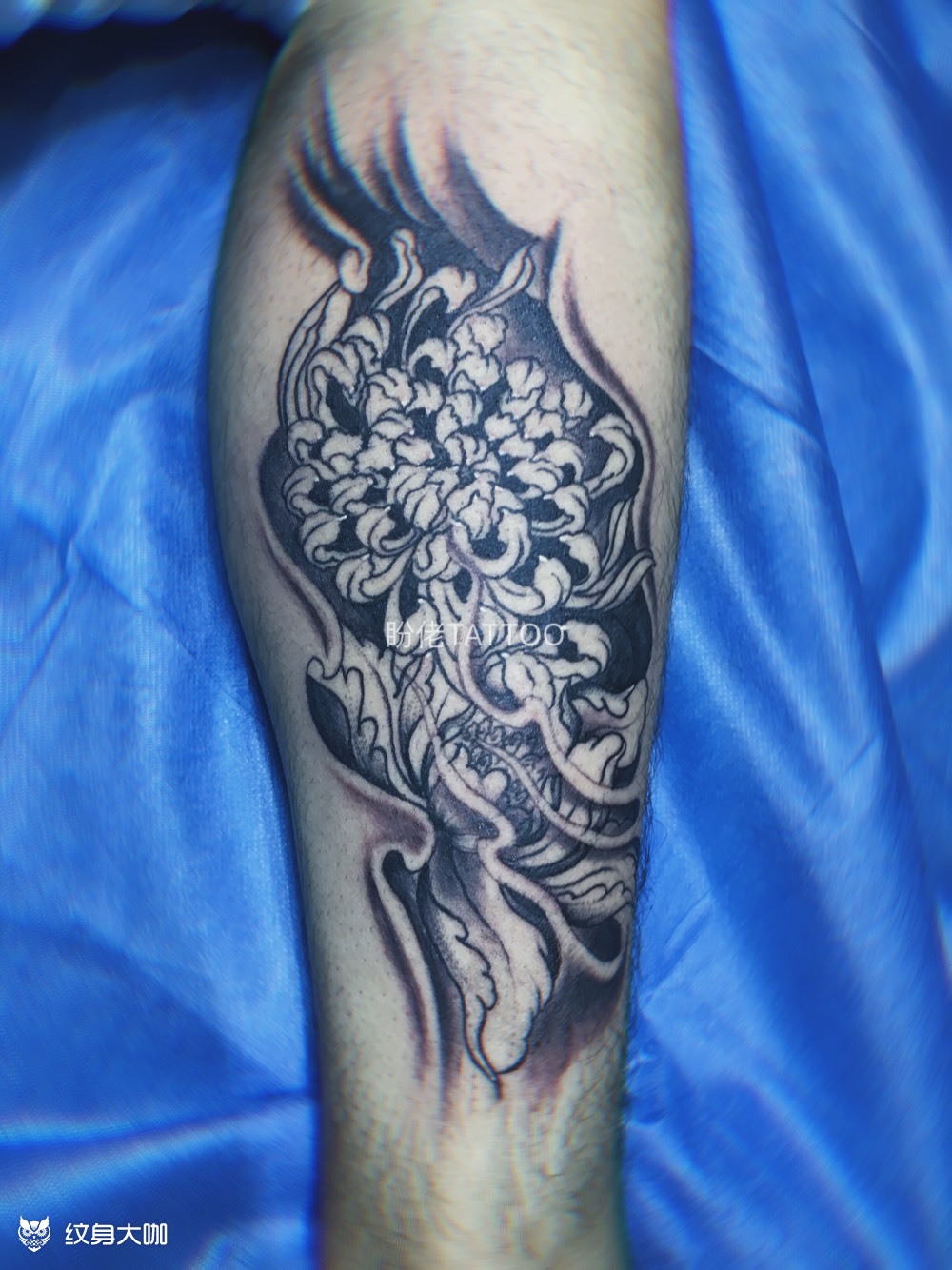 菊花 牡丹_纹身图案手稿图片_目八刀|盼佬的纹身作品集