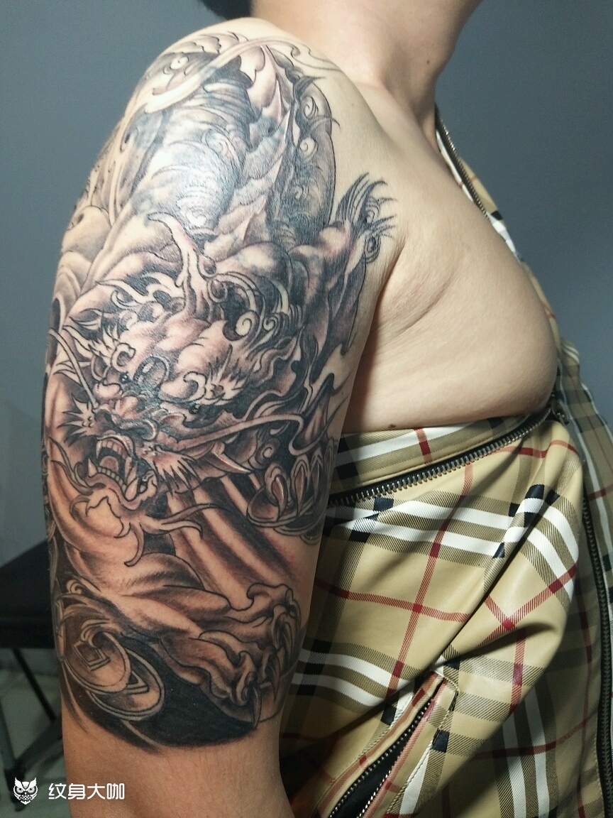 大臂貔貅 _纹身图案手稿图片_邓江磊的纹身作品集