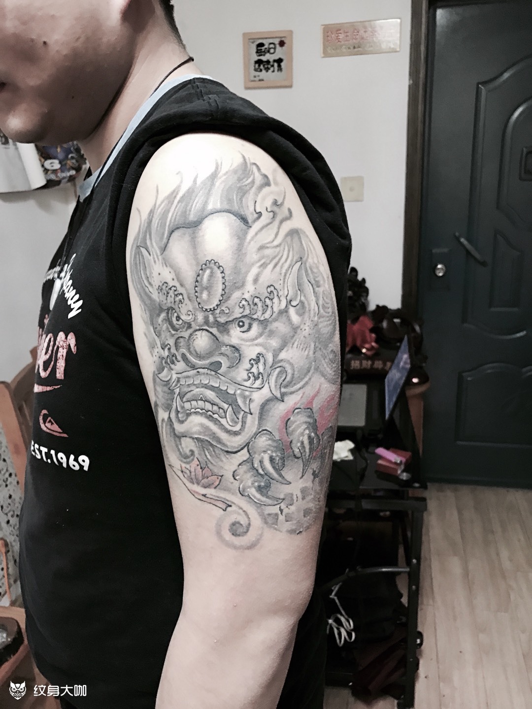 大臂唐狮_纹身图案手稿图片_姚志远的纹身作品集
