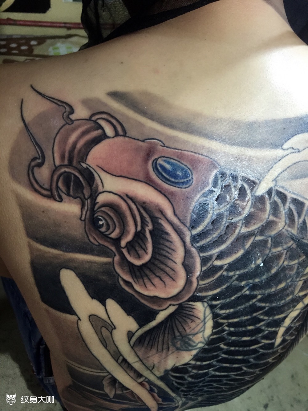 满背鲤鱼_纹身图案手稿图片_墨界的纹身作品集