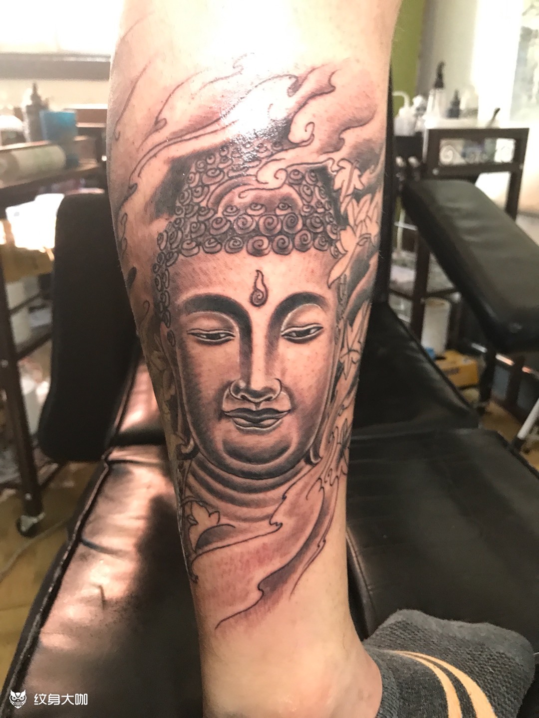 小腿内侧佛头_纹身图案手稿图片_#阿宇的纹身作品集