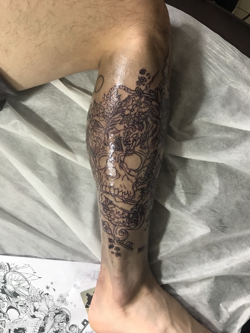 欧美小腿线条_纹身图案手稿图片_cestbon的纹身作品集