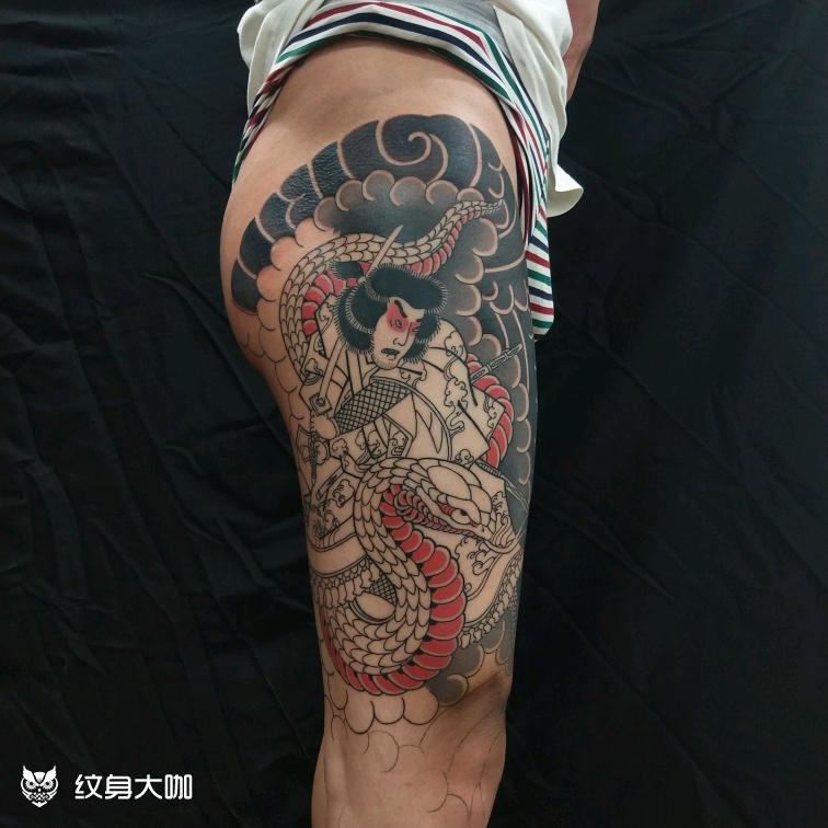 大腿日式_纹身图案手稿图片_雕狩的纹身作品集