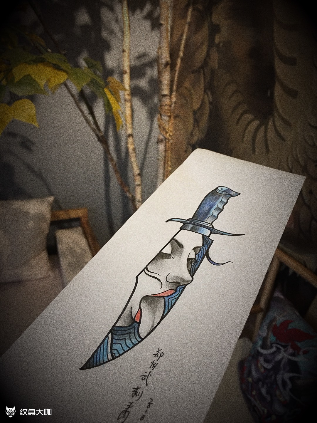 刀_纹身图案手稿图片_ben的纹身作品集