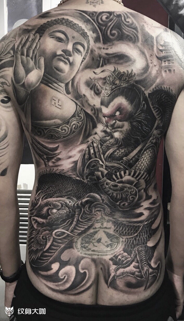 拜佛孙悟空_纹身图案手稿图片_老牛的纹身作品集